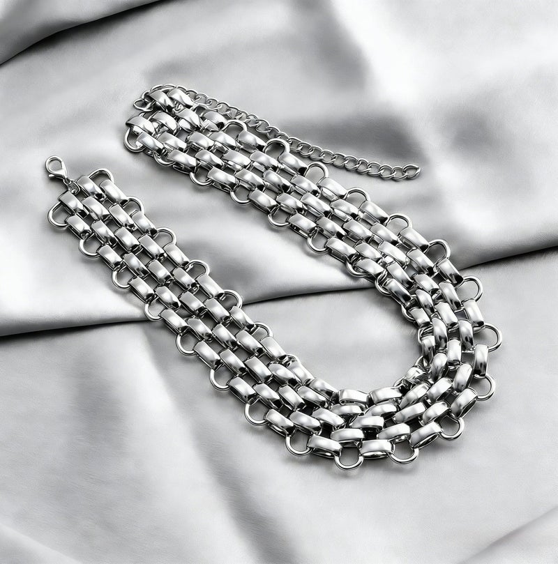 حقل قلادة فاخرة من الفضة المنسوجة: إكسسوار عصري متعدد الاستخدامات على الطراز الأوروبي والأمريكي - Image 2